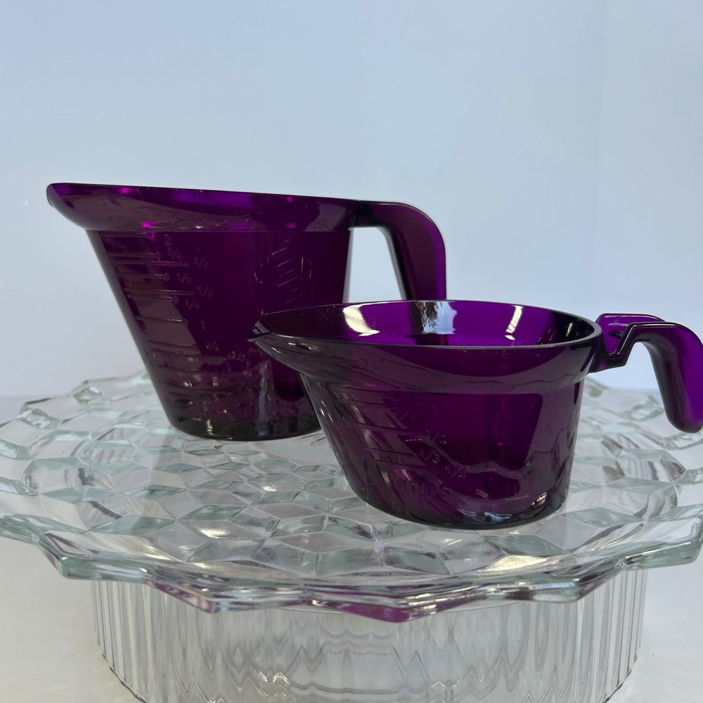 Vintage Purple  Measuring Cups Set of Two Kitchen Prep Decor‎